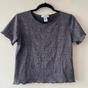 sparkly shimmery loose fit lettuce trim gray tee shirt urban outfitters